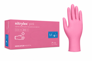 Рукавички нітрилові неопудрені Nitrylex Basic РОЖЕВІ, 100 шт (50 пар), XS 51120940166-XS фото