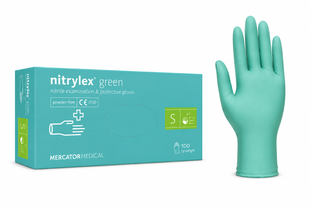 Рукавички нітрилові неопудрені Nitrylex Basic ЗЕЛЕНІ, 100 шт (50 пар), XS 51120940177-XS фото